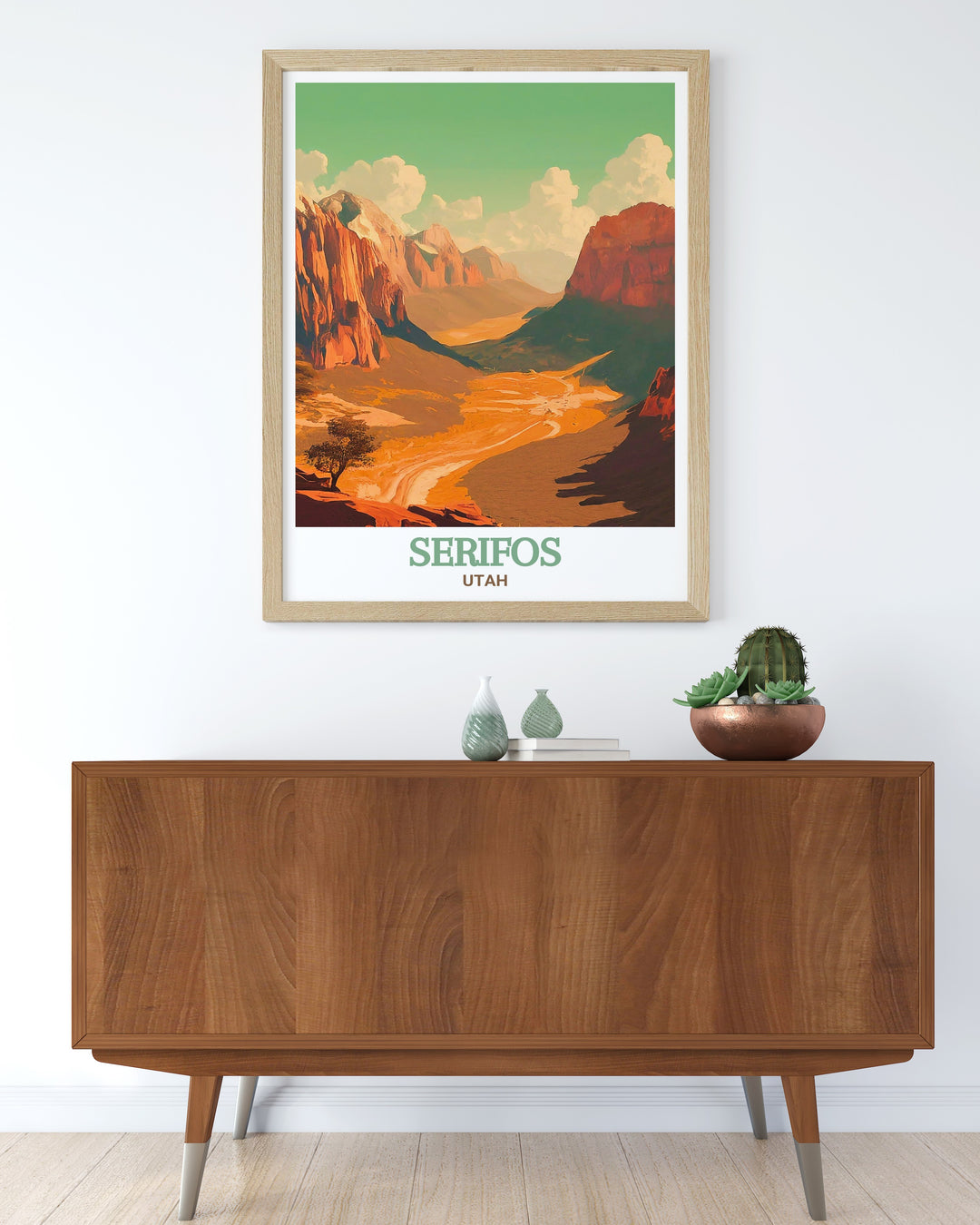 This artwork captures the breathtaking views of Zion National Park from the quaint town of Springdale, Utah. Perfect for adding a touch of natural beauty to your living space.