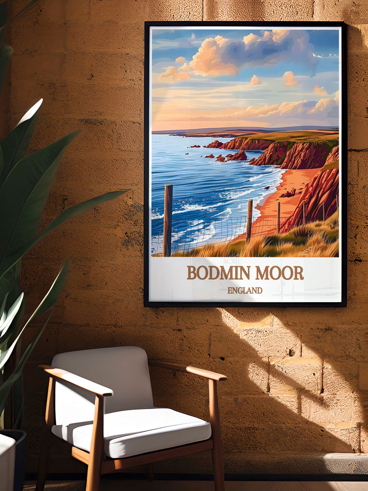 Art print of Dozmary Pool, featuring the serene waters and surrounding moorland, crafted with meticulous attention to detail, ideal for adding a touch of Cornish legend and natural beauty to your wall art collection.