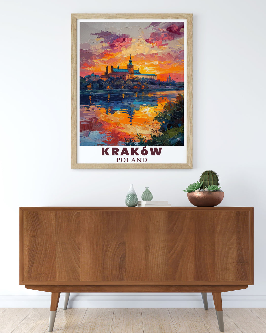 Featuring the majestic Wawel Castle in Krakow, this travel print brings a piece of Poland into your home. Ideal for history buffs and art lovers, this vibrant poster showcases the beauty of Krakows skyline and its famous castle.