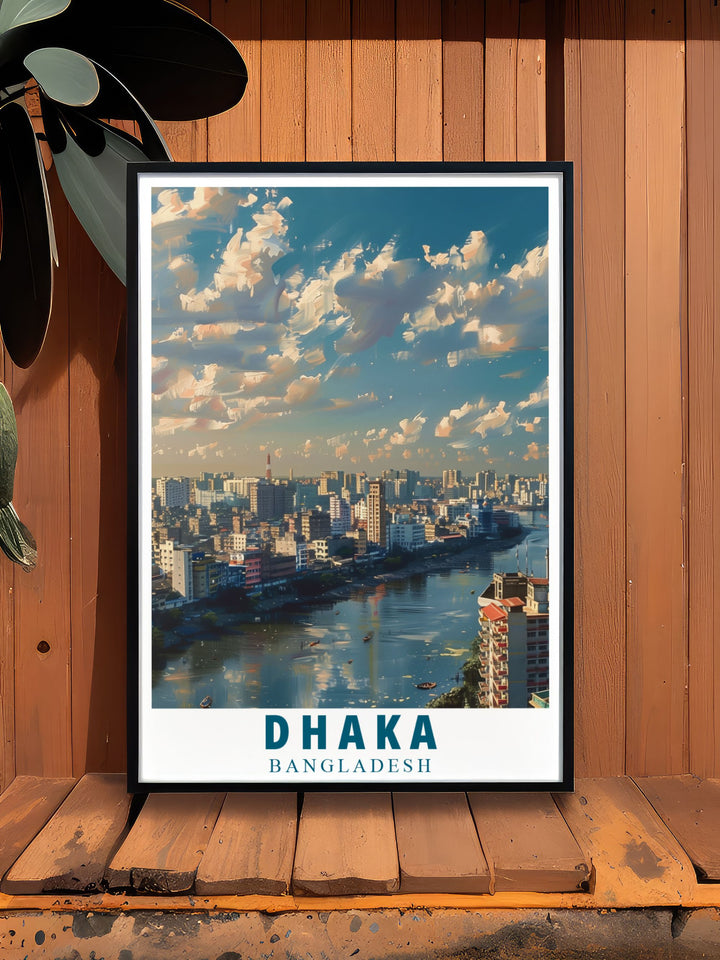 Dhaka Photo showcasing the vibrant culture and architectural beauty of the city. This Dhaka print is perfect for enhancing your home decor and makes a great gift for any occasion. Bring the dynamic spirit of Dhaka into your home with this stunning artwork.