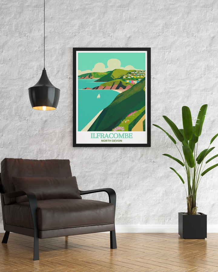 This vintage poster captures the South West Coast Path, with its rugged cliffs and stunning views. A perfect piece for those who appreciate the wild beauty of Englands coastline.