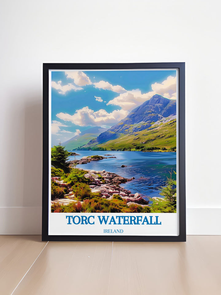 Celebrate the scenic trails and panoramic views of Torc Mountain with this exquisite travel poster, ideal for hiking enthusiasts.