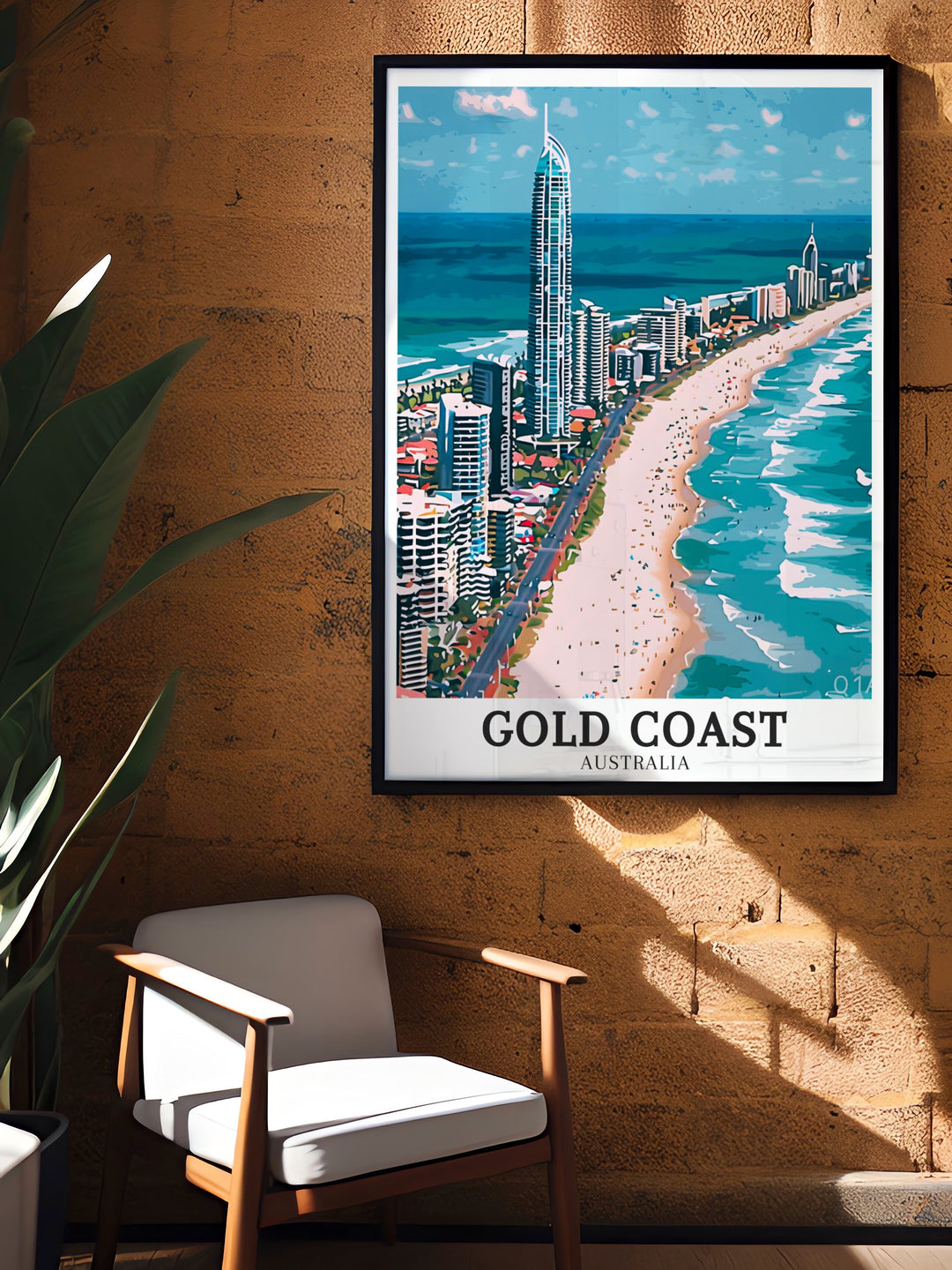 This Gold Coast vintage poster offers a timeless look at Australias iconic beach destination. The combination of its retro style and the citys vibrant scenery makes it a great conversation starter for any room. Add a touch of Queenslands charm to your space with this unique artwork.