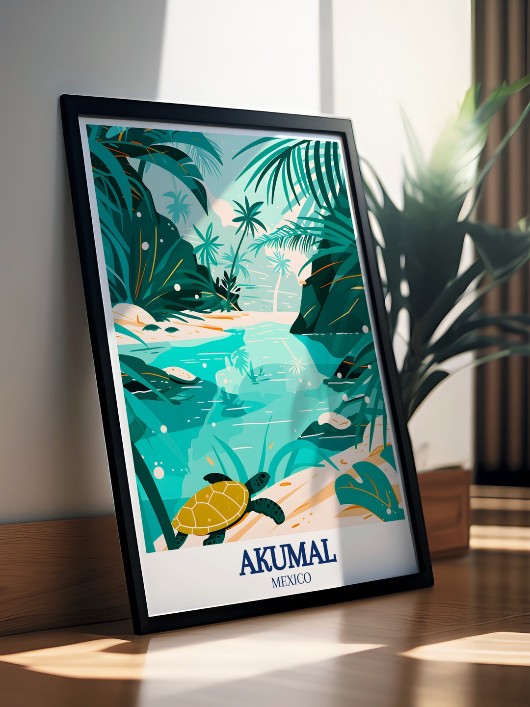 Stunning Akumal Wall Art capturing the beauty of Akumal Bay Sea Turtle site adding tropical charm to any space