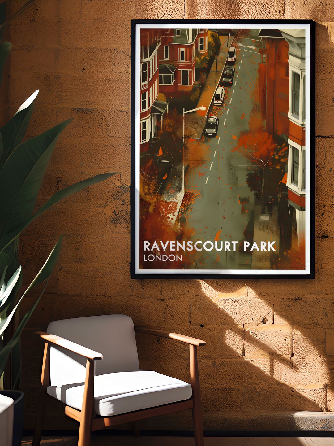 Ravenscourt Park Residentials Framed Print showcasing the tranquil park and historic plane trees. Ideal for any home or office, this London Park Poster brings a touch of natures serenity to your space, making it perfect for art lovers.