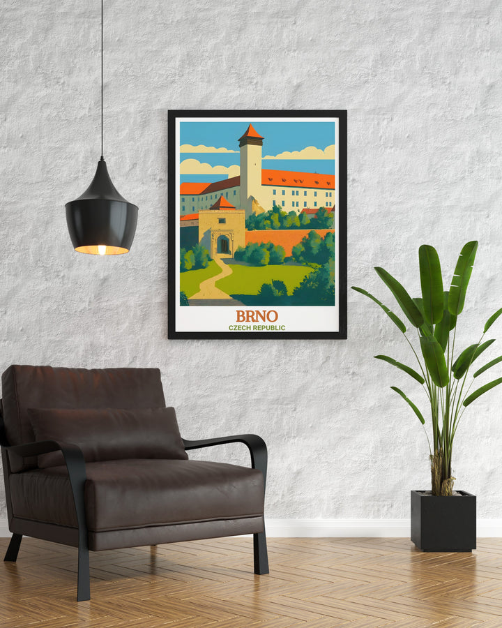 Elegant Brno wall art depicting Spilberk Castle modern decor perfect for any Brno home decor enthusiast