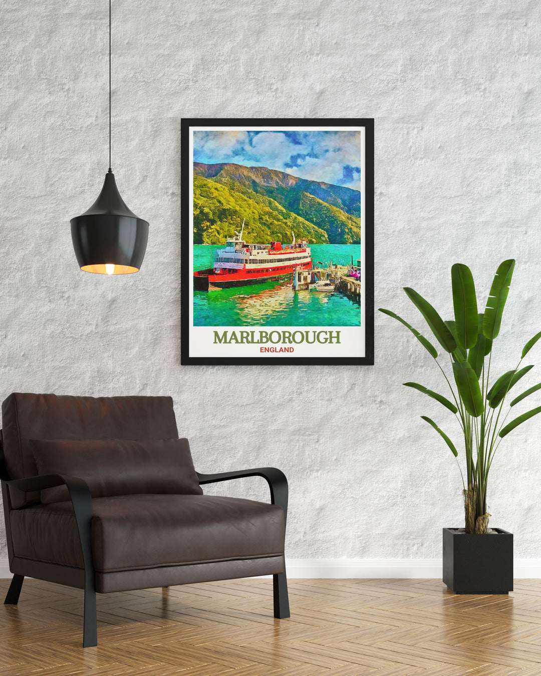 Picton art print capturing the vibrant harbor and lush hillsides of Marlborough in New Zealand. Perfect for nature lovers and art enthusiasts. This vibrant and detailed artwork brings the beauty of Picton into your home.