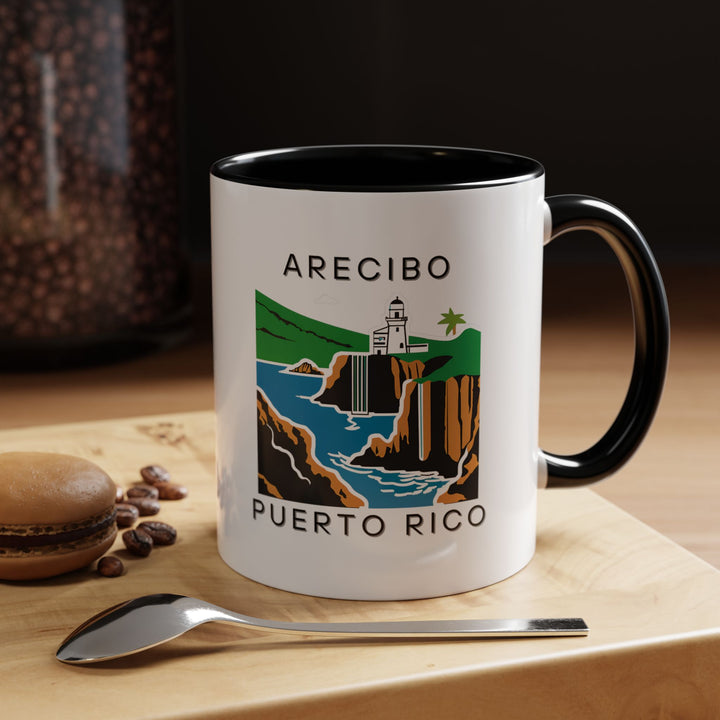 A beautifully designed Arecibo Puerto Rico mug showcasing the beauty of Arecibo Observatory and Puerto Rico’s scenic landscapes. Perfect for coffee lovers, it is durable and dishwasher safe, making it an ideal gift or keepsake for travelers and art enthusiasts.