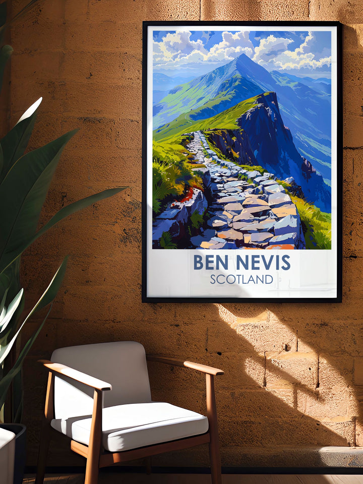 Modern Carn Mor Dearg Arete Décor perfect for adding a touch of elegance and adventure to your home with art that reflects the majestic landscapes of Scotland