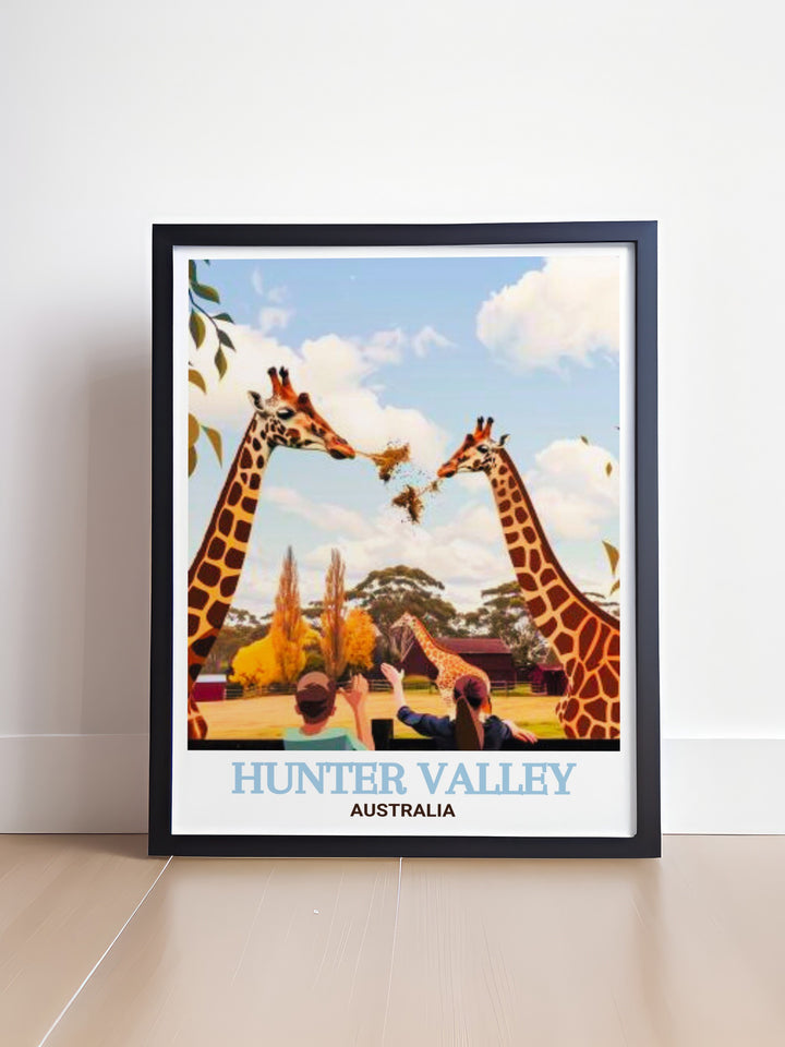 Stunning Australia travel art featuring the wildlife of Hunter Valley Zoo offering a perfect blend of natural beauty and artistic elegance making it a wonderful addition to any home decor collection a must have for nature and animal lovers.