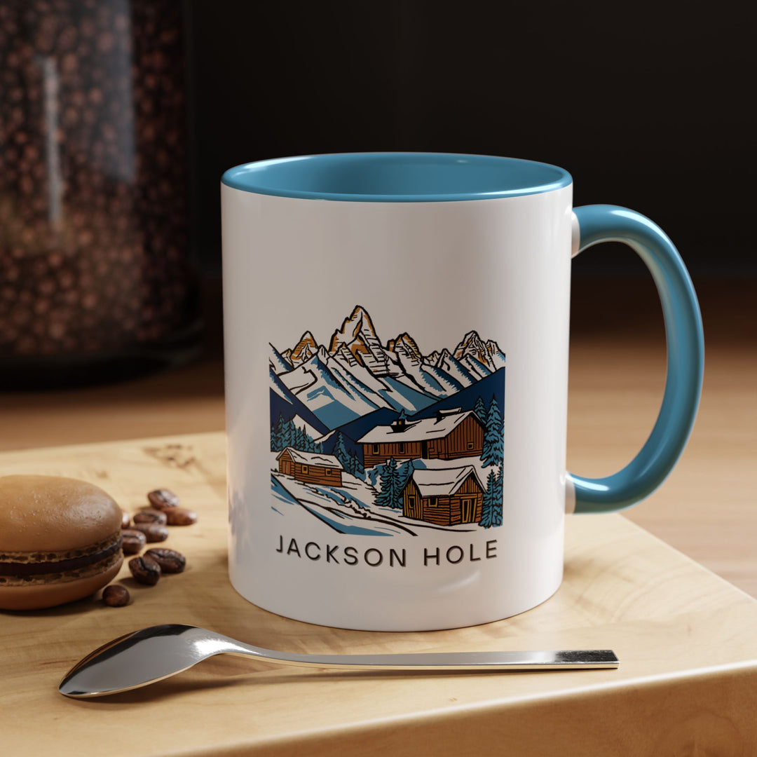 A Jackson Hole Wyoming mug that captures the stunning landscapes of the Teton Mountains. Ideal for your favorite beverages, this ceramic mug is dishwasher and microwave safe. A perfect gift for anyone who appreciates the beauty of Wyoming.