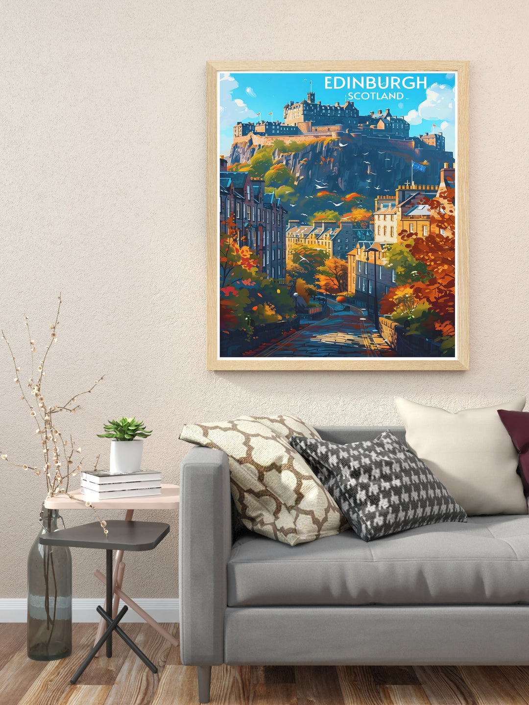 Beautiful Edinburgh Castle Wall Art adding a touch of historic beauty and refined elegance to your living room with stunning details