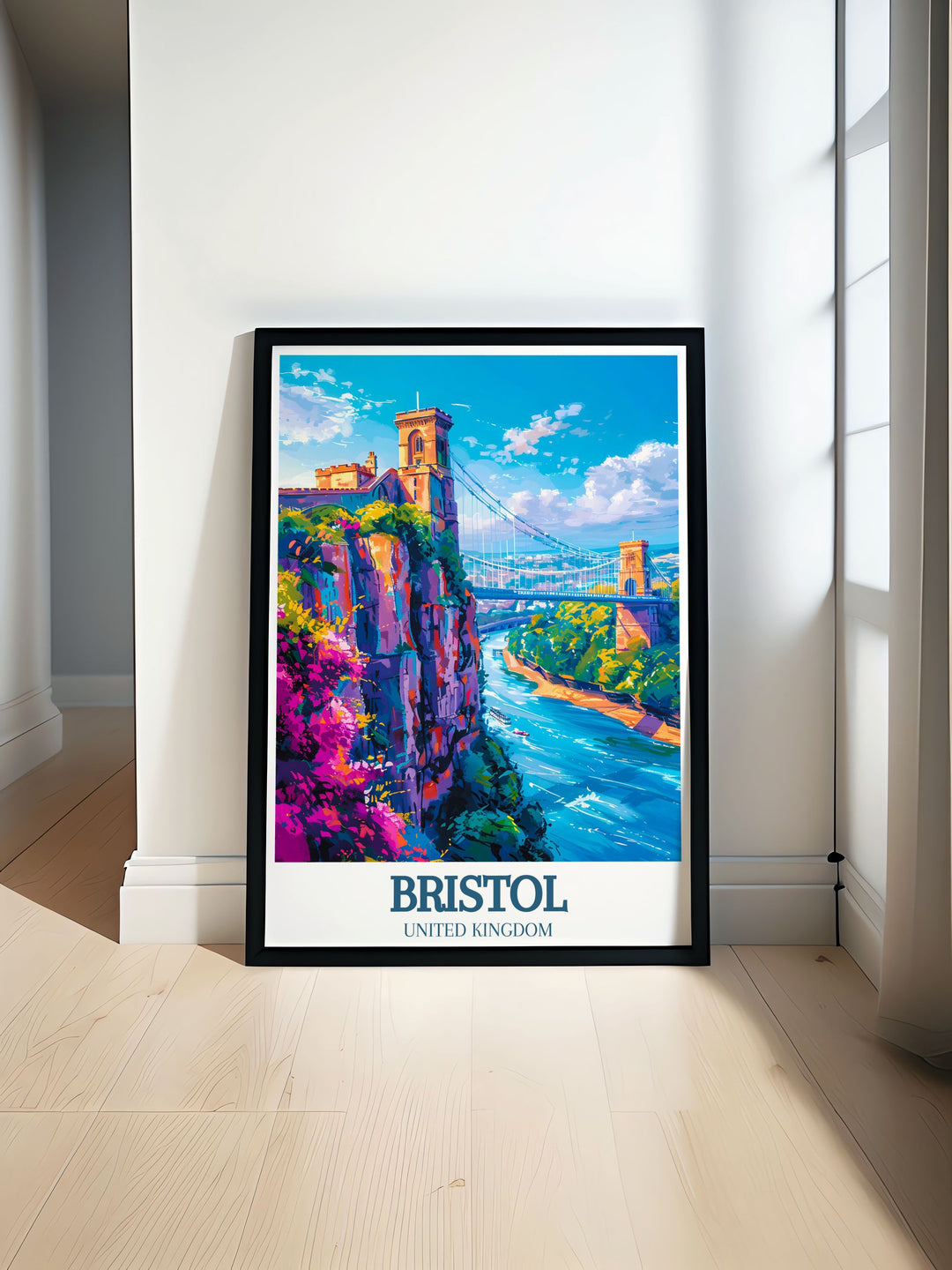 Ashton Court Poster featuring Nova Trail MTB captures the thrill of mountain biking with the iconic Clifton suspension bridge River Avon in the background. Perfect for cycling enthusiasts and home decor, this print combines adventure and scenic beauty.