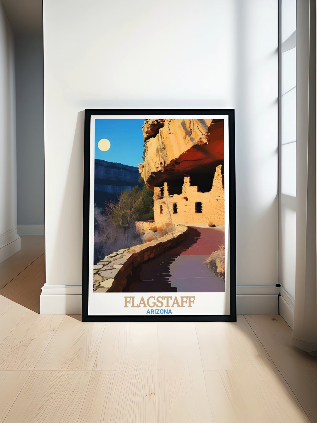 Walnut Canyon wall art showcases the serene beauty of the canyons cliffs and the remnants of an ancient civilization. This Arizona travel print is perfect for adding a touch of history and nature to any space, whether at home or in the office.