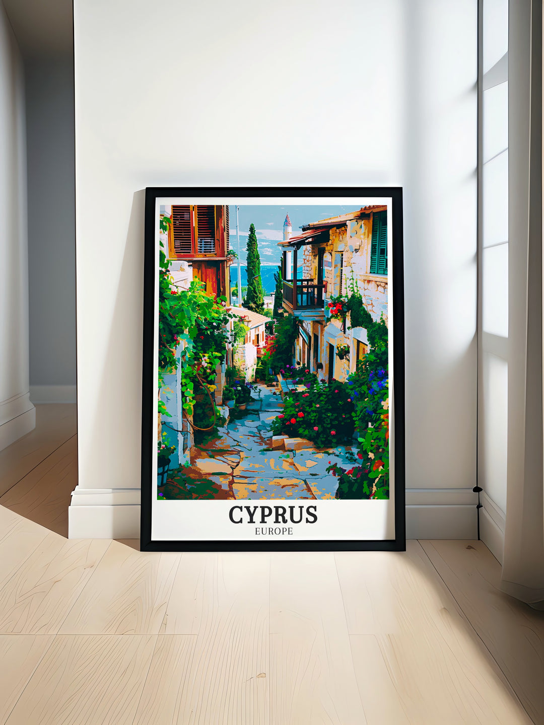 This poster print of Lania Village in Cyprus captures the charm of this Mediterranean haven, known for its winemaking and traditional Cypriot architecture. The vivid details of stone houses and lush surroundings create a picturesque view that brings the beauty of Lania into your home.