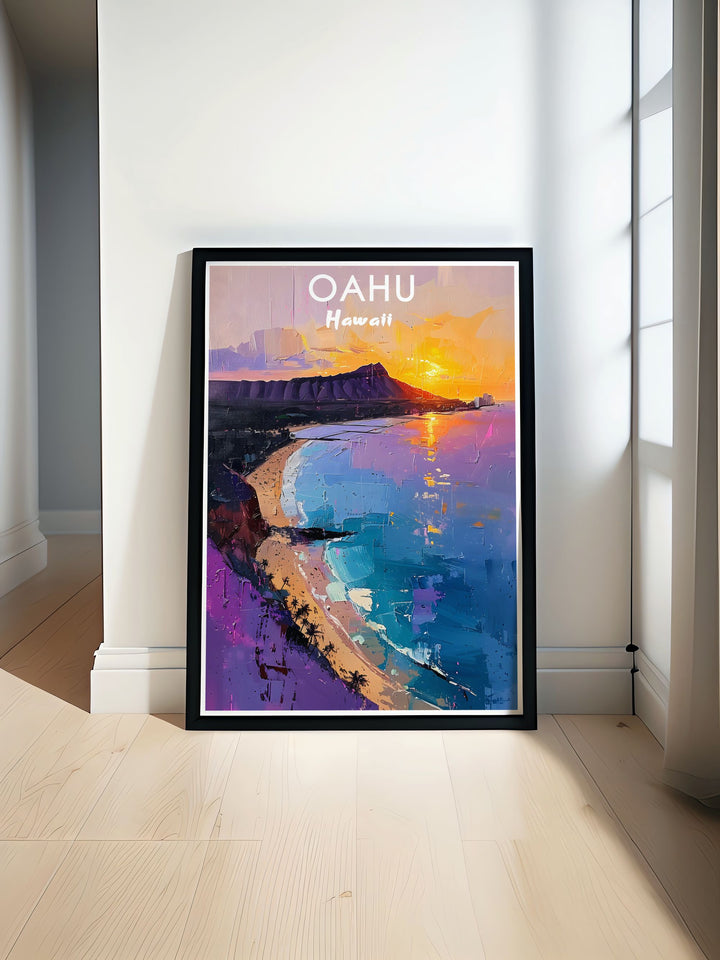 Experience the beauty of Hawaii with stunning wall art featuring Diamond Head and Lao Valley. Perfect for any room these prints bring the vibrant colors and landscapes of Hawaii into your home.