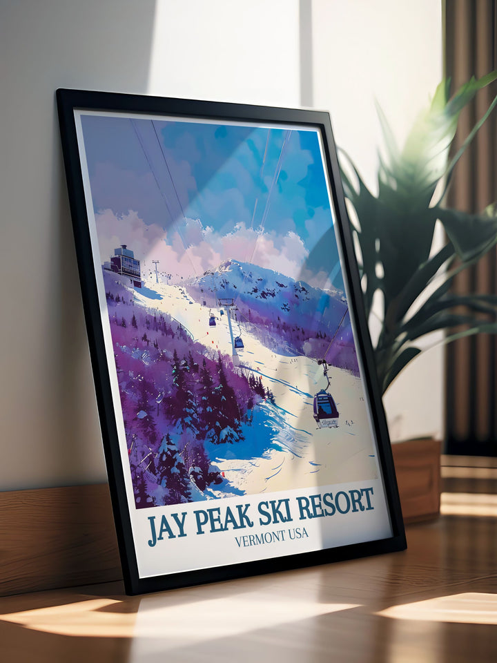 Featuring the snow covered peaks and lush forests of the Green Mountains, this print adds a touch of Vermonts winter beauty to any decor.