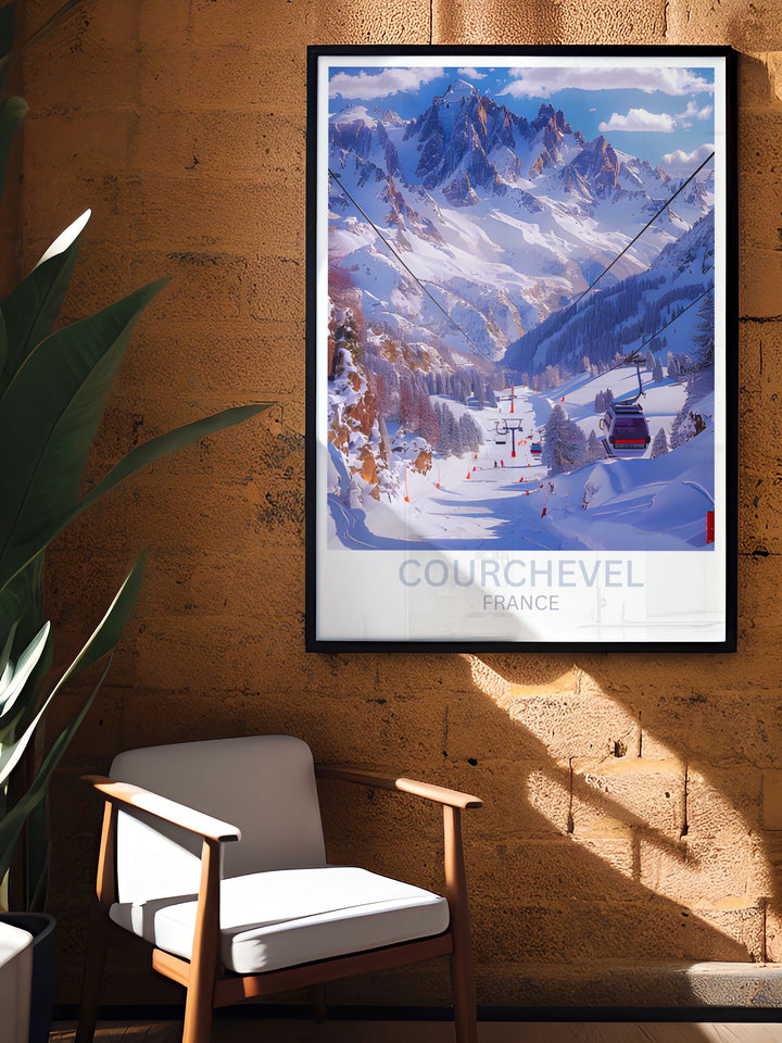 Elegant home decor with ski slopes framed prints and Courchevel wall art perfect for adding a sophisticated touch to any space