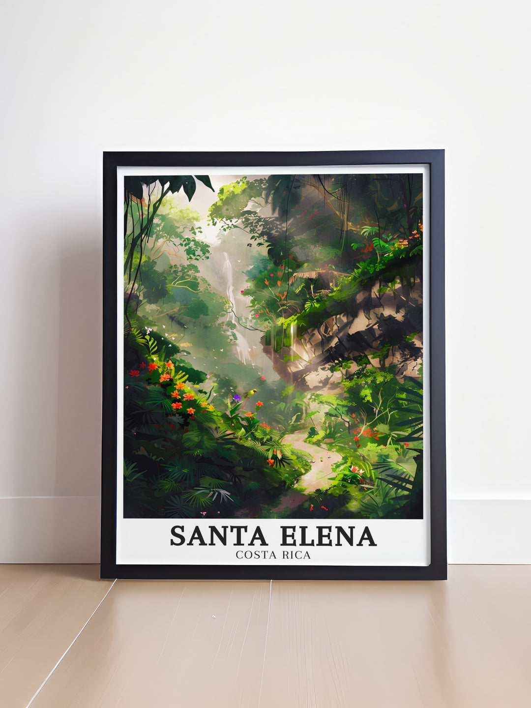 Santa Elena Cloud Forest and Encantado Trail come to life in this stunning Costa Rica poster. Perfect for creating a serene atmosphere in your home this print highlights the natural beauty of Costa Ricas most iconic cloud forest and its hidden trail.