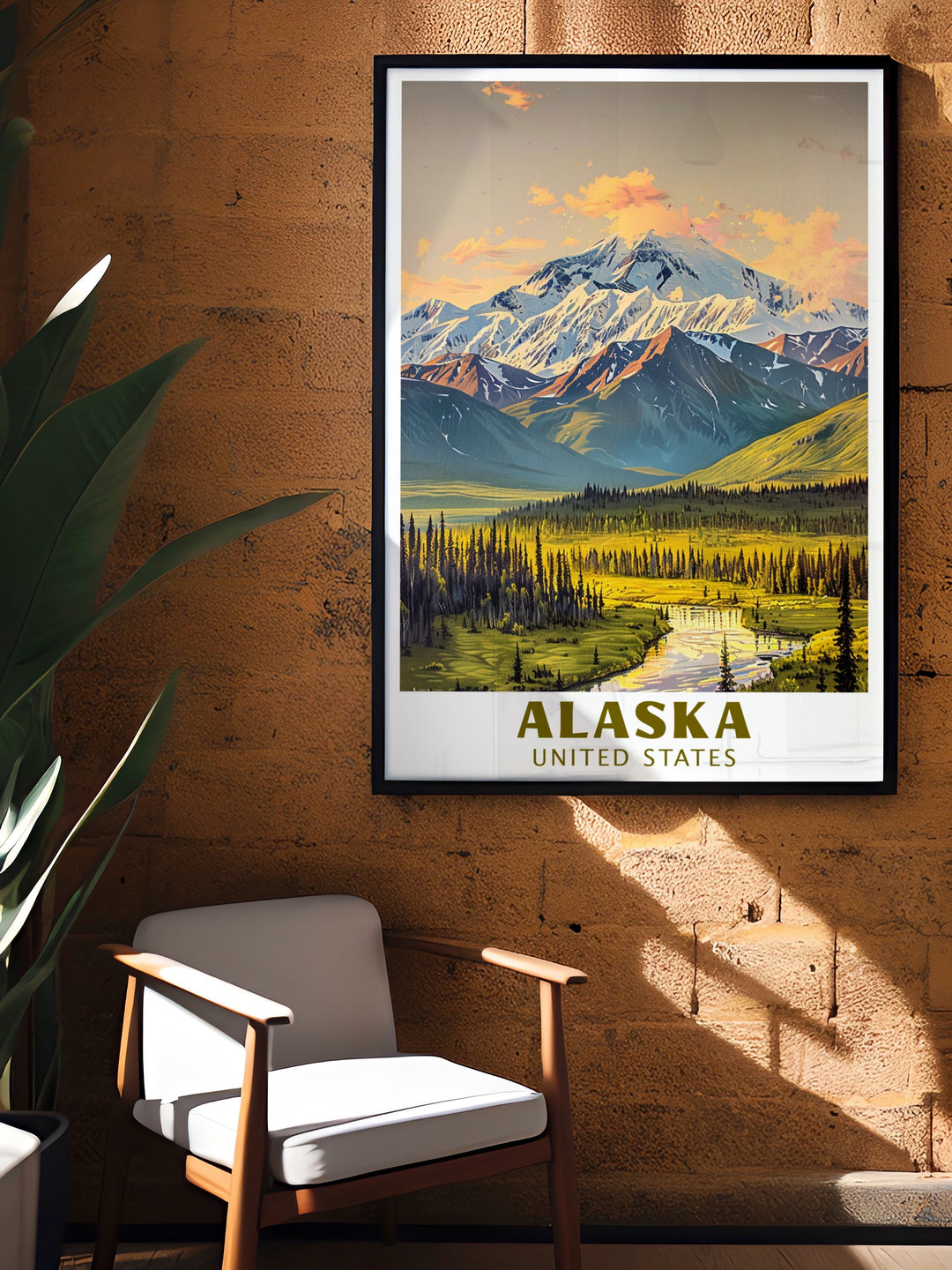 Celebrate the grandeur of Denali National Park with this travel poster. Showcasing Alaskas tallest peak, this print captures the beauty of the wilderness and makes a beautiful gift or addition to any rooms decor. Perfect for those with a passion for the outdoors and travel.