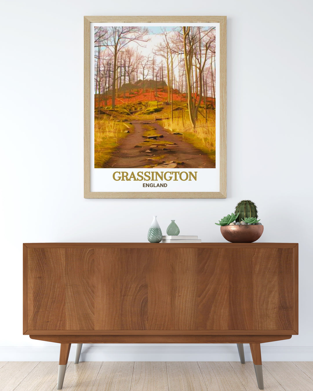 The Grassington framed art beautifully showcases the charm of the village, surrounded by the lush landscapes of the Yorkshire Dales. This piece brings the serene countryside atmosphere into your home, making it perfect for anyone who appreciates rural beauty or has a fondness for Yorkshire.