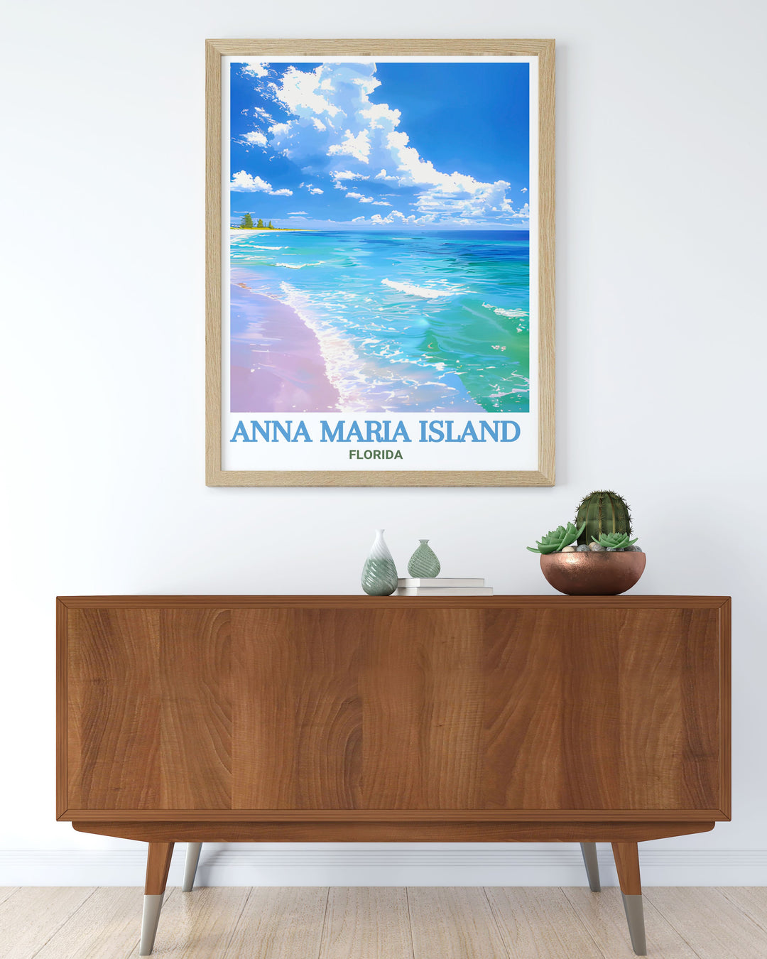 Elegant Bean Point Beach prints showcase the calm and peaceful scenery of Floridas Anna Maria Island. Perfect for living room decor these Florida travel prints bring a refreshing coastal feel to any home with their soft pastel tones and serene imagery.