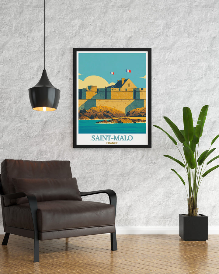 Transform your space with Fort National modern prints stunning additions to any living room decor inspired by the beauty of Saint Malo