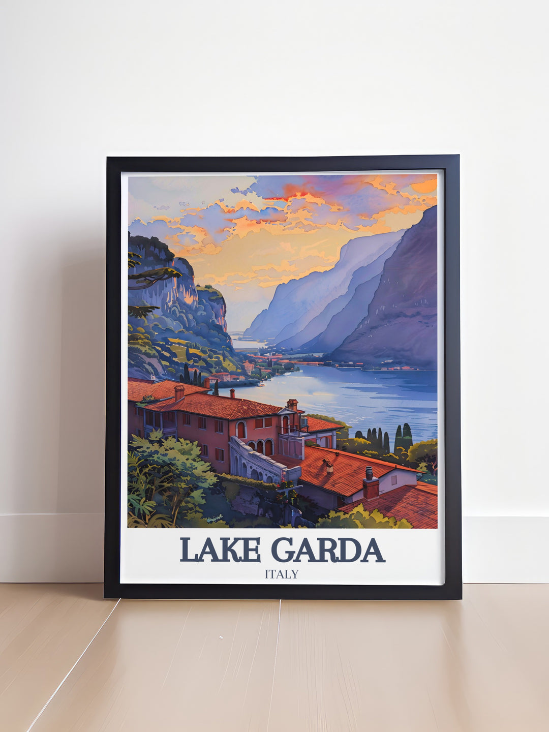 Capture the beauty of Lake Garda with this elegant wall art print of Isola del Garda and Garda town. This Italy wall decor is perfect for gifts for boyfriend girlfriend wife husband and any special occasion to celebrate Italy.