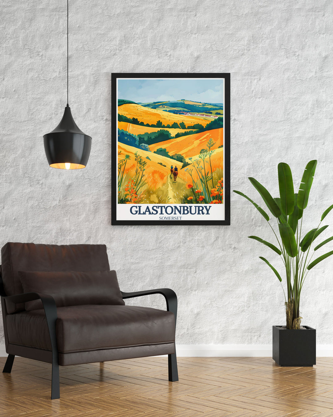 Lovely Glastonbury Tor art print highlighting the natural beauty of Somerset levels and Mendip hills a must have for England wall art fans and those looking to give Glastonbury decor or Somerset levels Mendip hills gifts for special occasions.