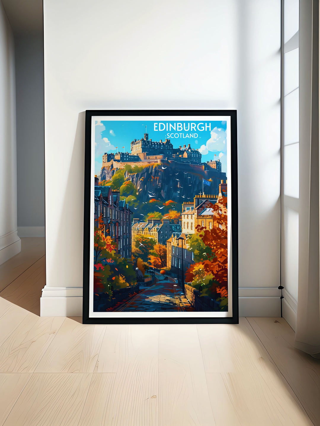 Edinburgh Castle Modern Prints showcasing the historic charm of the castle with elegant details and contemporary style for your home decor