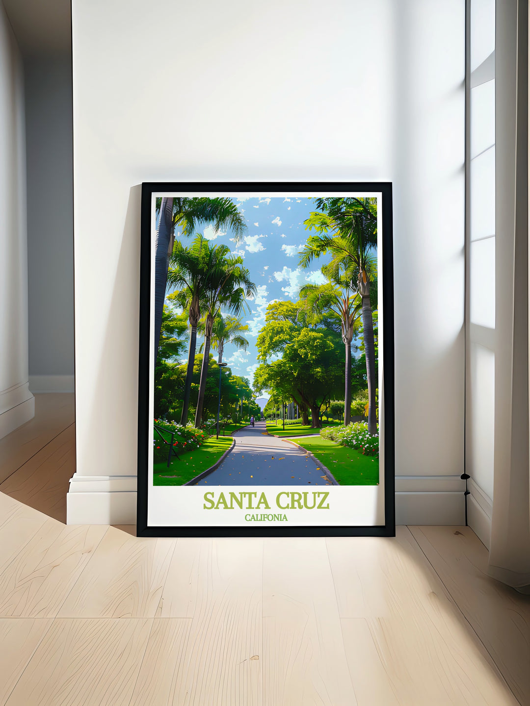 Santa Cruz poster print features the vibrant coastal beauty of California. Combined with Parque García Sanabria prints this modern artwork makes the perfect addition to any home decor or a thoughtful gift for art and travel enthusiasts.