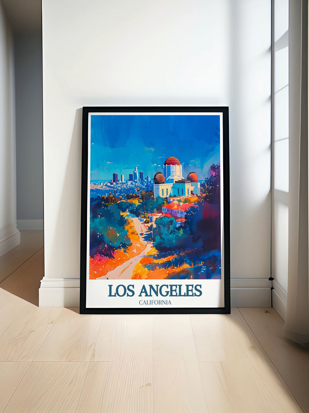 Los Angeles print showcasing Mount Hollywood and Griffith park perfect for home decor or as a unique gift capturing the vibrant energy and iconic sights of the city