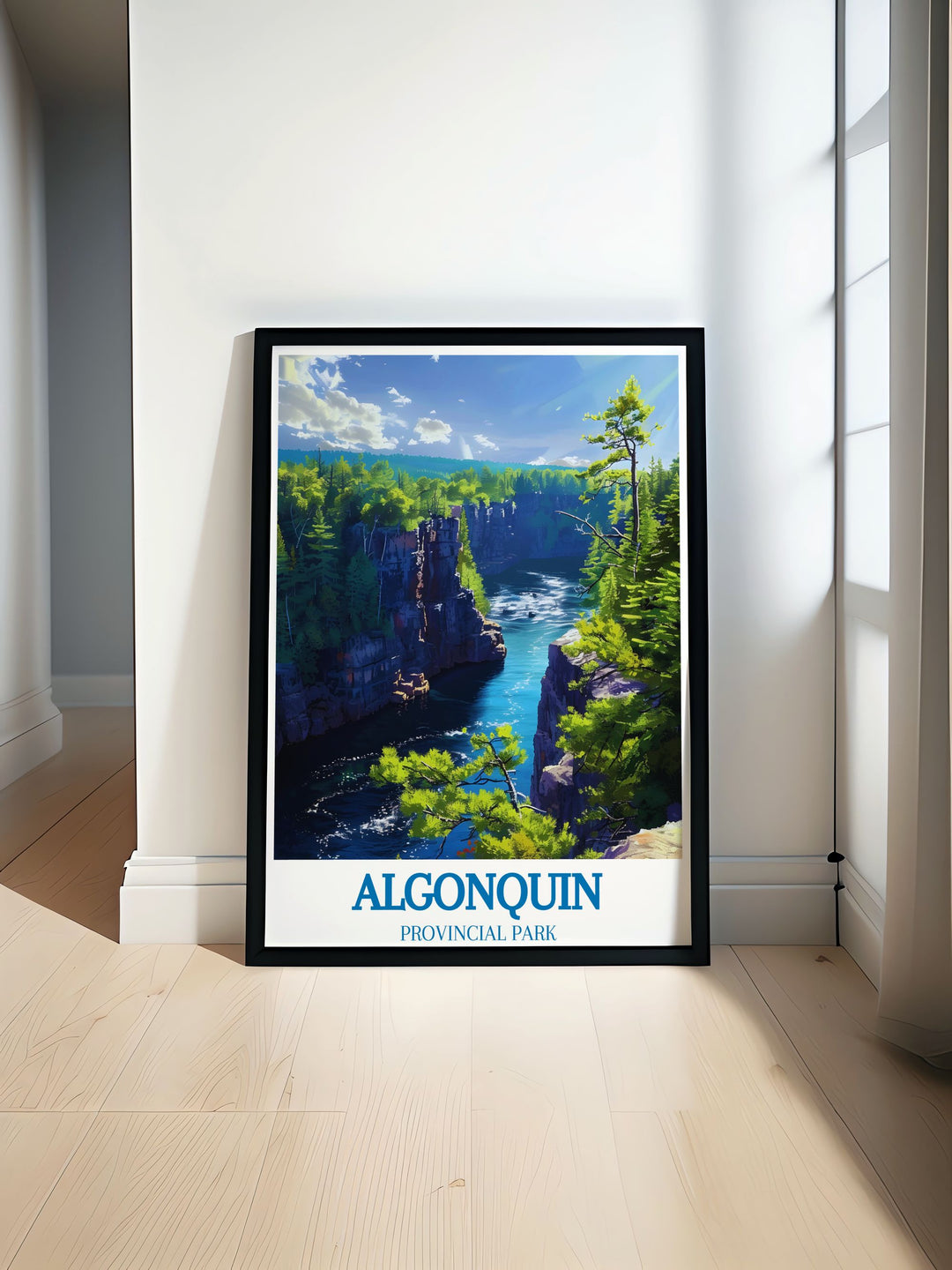 Modern wall decor of Barron Canyon showcasing the rugged beauty of Algonquin Provincial Park, perfect for adding a natural touch to any home.