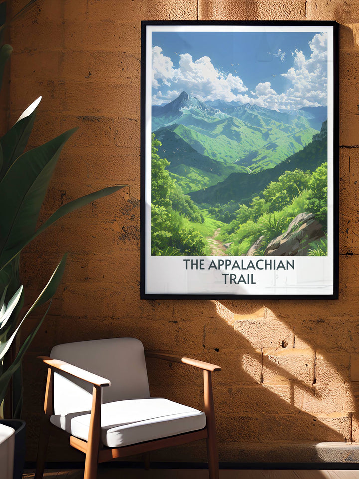 Artistic rendition of the Great Smoky Mountains with rich colors and detailed textures, perfect for adding a touch of nature to any room.