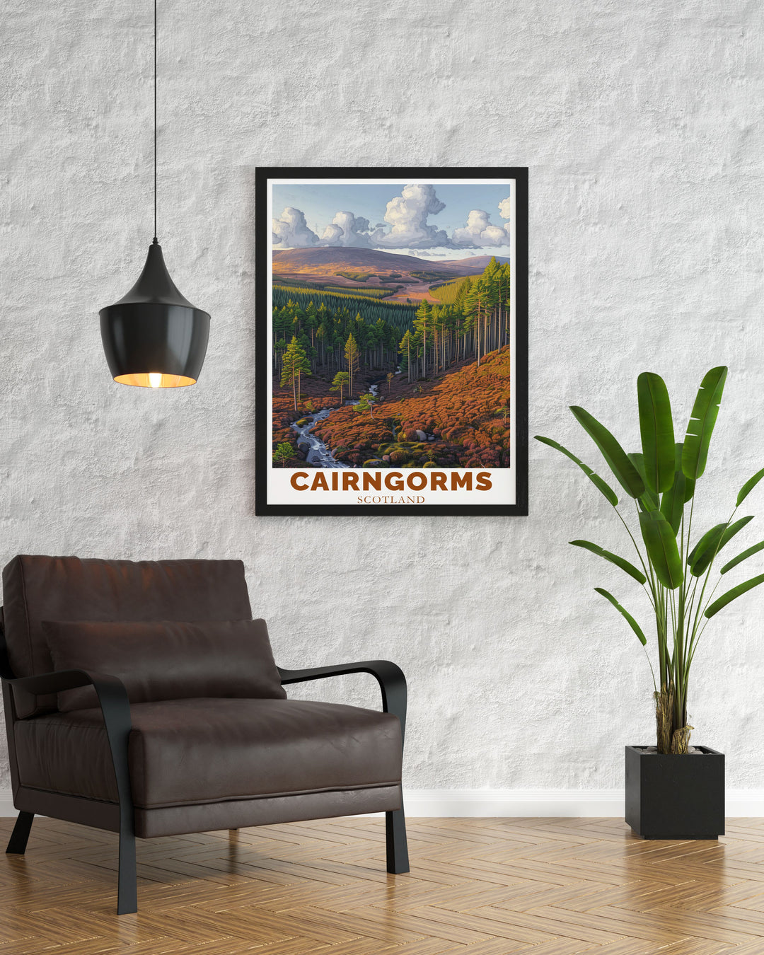 Vintage print of Rothiemurchus Forest providing a sophisticated and serene addition to your home decor capturing the wild allure of Scotlands nature in a unique and modern abstract style perfect for any room