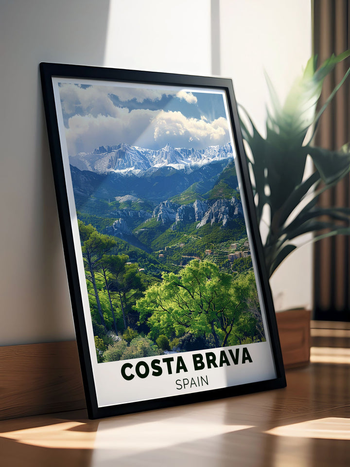 This Costa Brava National Park travel print highlights the unspoiled beauty of Spains natural landscapes. A stunning choice for personalized gifts, this wall art captures the essence of Spains most beautiful coastal region.