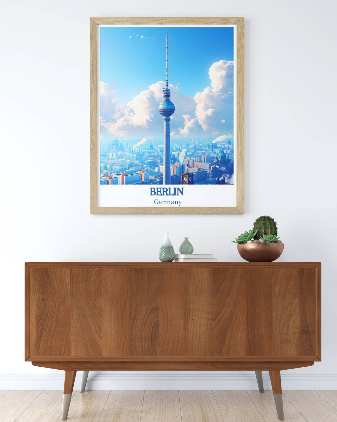Striking Berlin Wall Decor featuring the Berliner Fernsehturm a blend of historical and contemporary art styles.