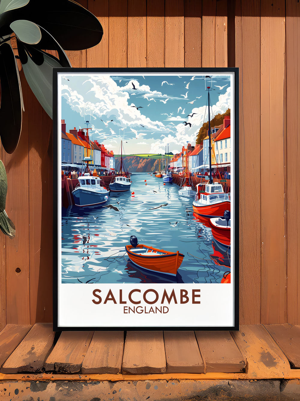 Salcombe Harbor retro travel poster brings the picturesque beauty of Salcombe Devon into your home perfect for modern decor enthusiasts