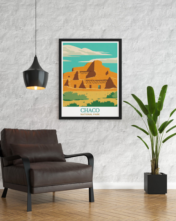 Poster print showcasing Pueblo Bonito in Chaco National Park, Argentina, highlighting the ancient ruins and historical significance. Perfect for adding a touch of Argentinas rich cultural heritage to your home decor.