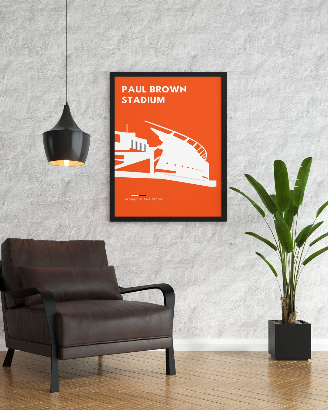 Retro NFL Poster of Paul Brown Stadium brings the excitement of Cincinnati football into your home with stunning Bengals Art featuring Joe Mixon and Tyler Boyd perfect for any football fan or anyone looking for a Cincinnati Ohio print as a gift.