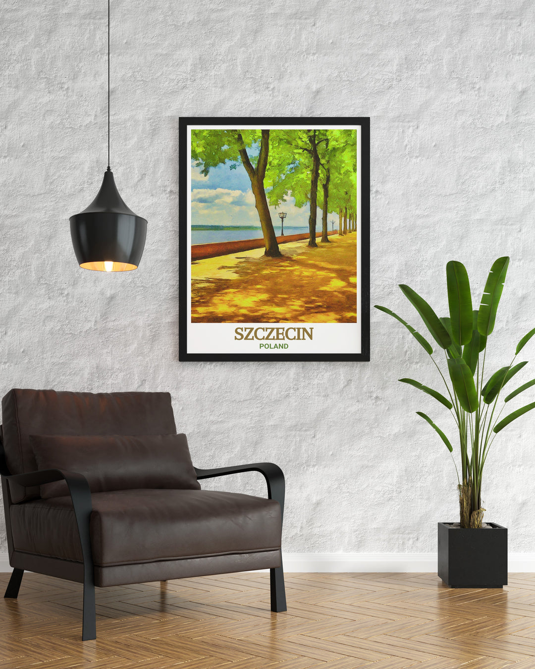 Szczecin wall art showcasing the tranquility of Kasprowicz Park. This artwork highlights the natural beauty of the park with its picturesque scenery, ideal for bringing a touch of Poland into your living space.