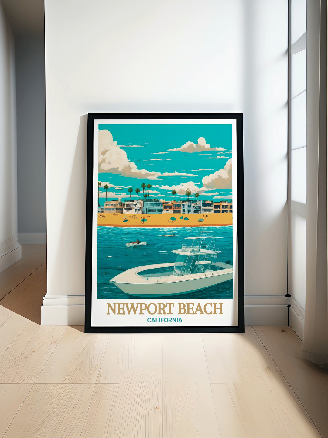 Newport Beach artwork featuring Balboa Island brings the serene beauty of Californias coastline to your home. Perfect for adding a touch of coastal elegance to your decor. The detailed design showcases the charm and vibrant atmosphere of this iconic destination.