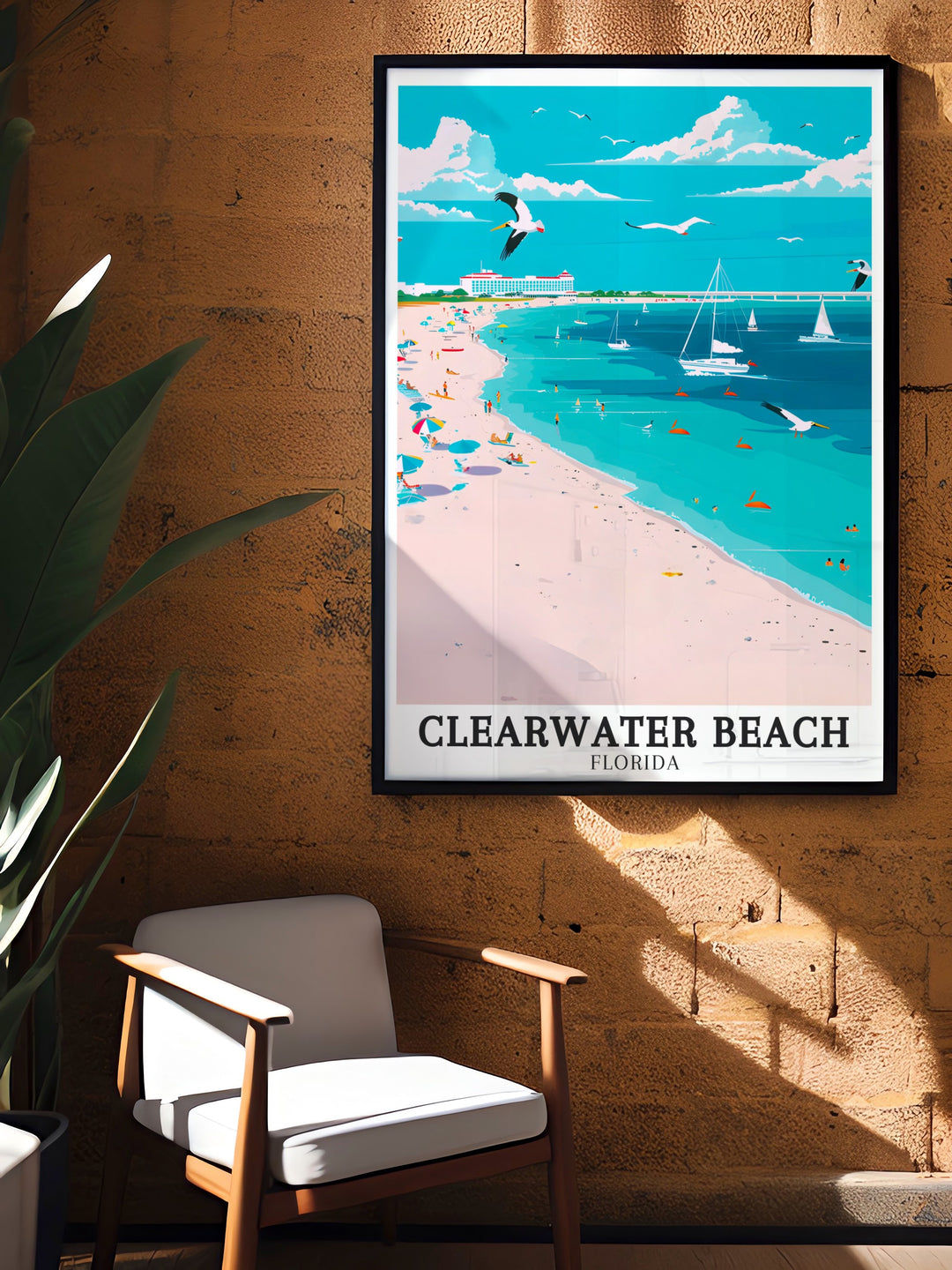 Clearwater Beach Hotel Travel Posters. Featuring stunning views of the Gulf Coast Beach, these travel posters capture the beauty of Clearwater Beach Hotel. Perfect for adding a touch of Floridas coastal charm to your home decor.