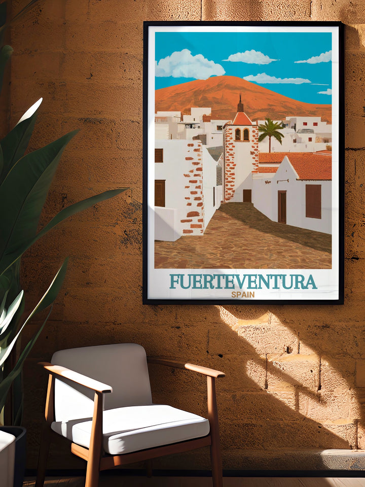 A stunning Fuerteventura canvas art piece celebrating the natural beauty of the Canary Islands and Betancuria. This travel poster is perfect for adding a touch of wanderlust to your home, and it makes a thoughtful gift for Spain enthusiasts.