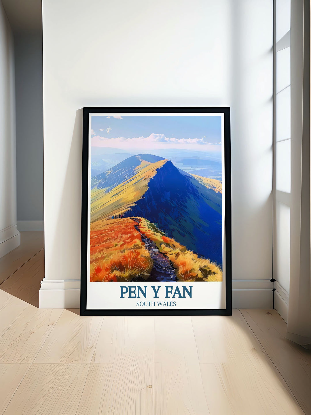 A stunning Pen Y Fan Poster showcasing the breathtaking beauty of the Brecon Beacons in South Wales. Perfect for nature enthusiasts this print captures the majestic Welsh Mountains and adds a touch of serene landscape to any home decor.