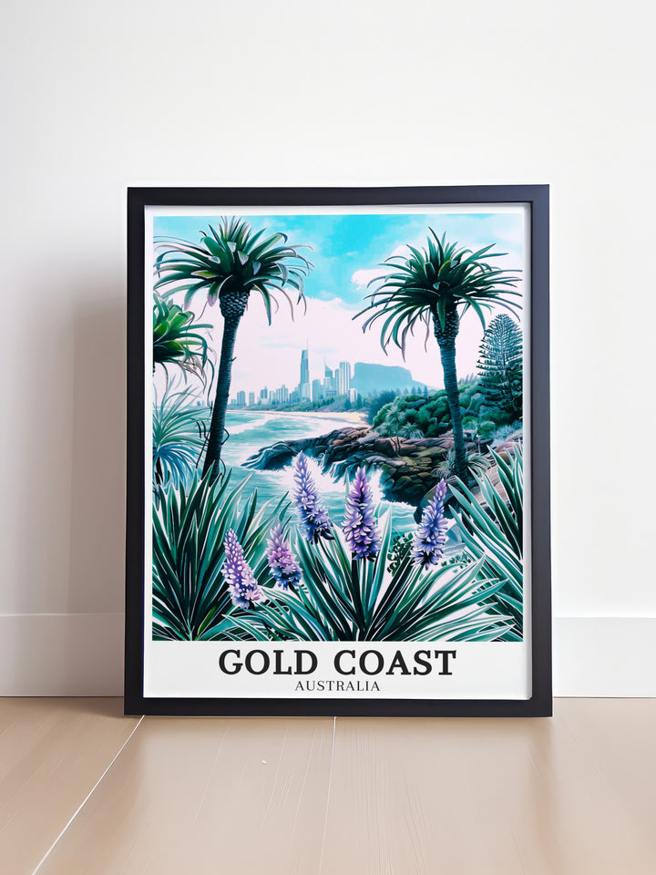 The Gold Coast canvas art portrays the vibrant energy and coastal beauty of one of Australias top travel destinations. From its golden beaches to the bustling skyline, this piece brings the heart of Queenslands coastline into your home, perfect for those who love travel and beach life.