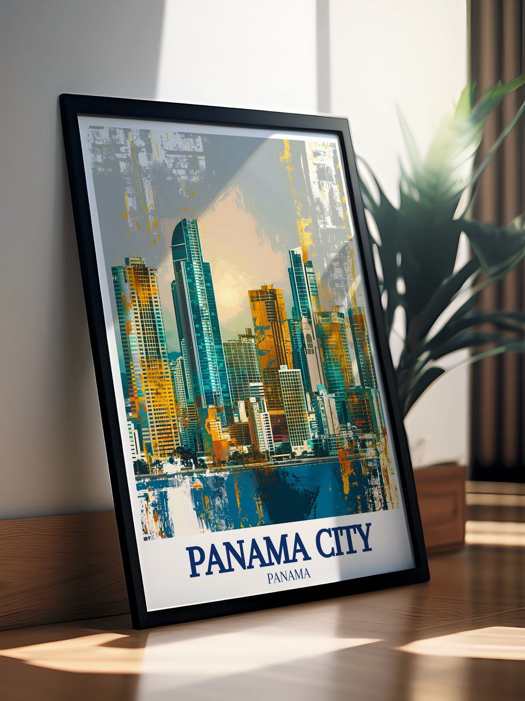 Transform your living room with stunning Panama Canal Panama City skyline framed prints offering a glimpse into coastal beauty