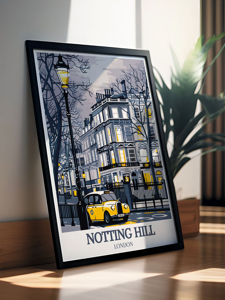 A perfect gift for London lovers, this Notting Hill print features the famous Portobello Road and Westbourne Grove. The high quality poster print brings the heart of Londons eclectic neighborhood into any living space, making it a great décor piece.