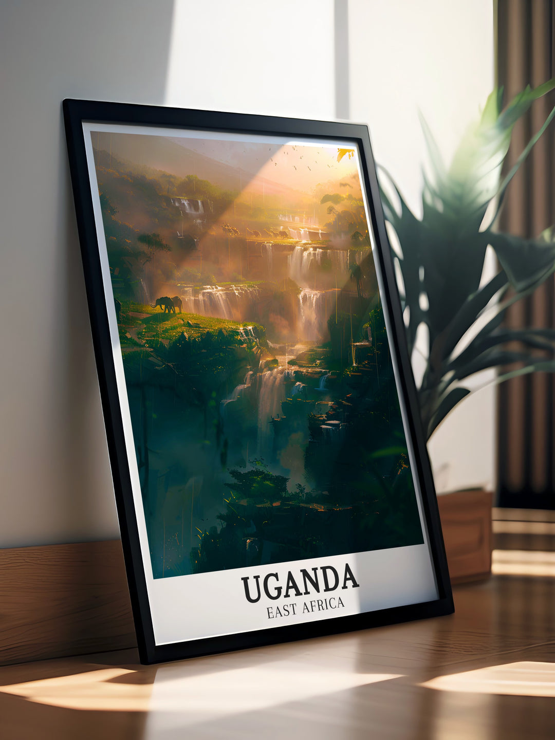 Murchison Falls wall art featuring the majestic waterfall and the serene Victoria Nile. These art pieces are perfect for travel enthusiasts and those who appreciate unique decor. Bring the beauty of Uganda into your home with our high quality prints.