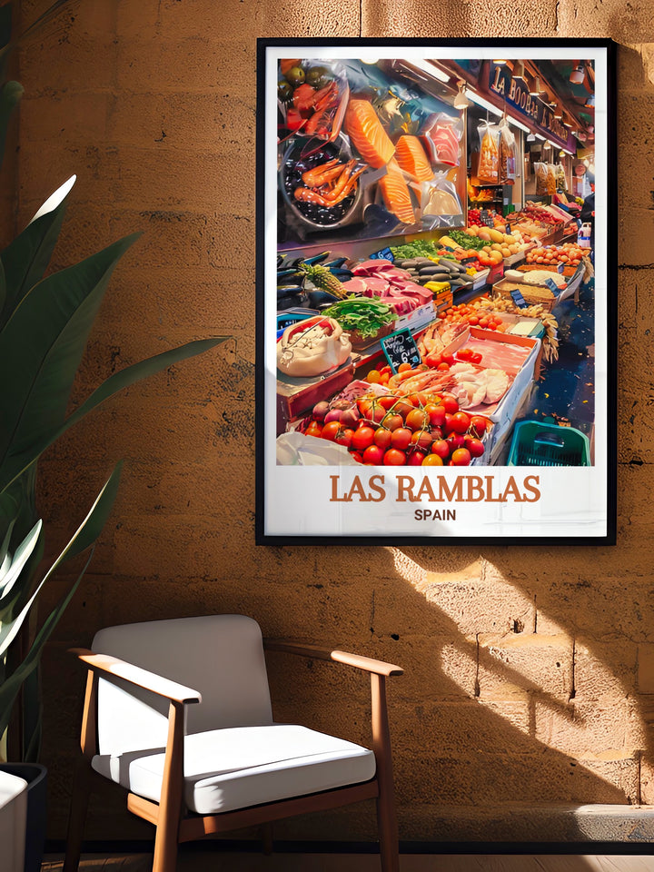 Celebrate the spirit of Barcelona with this canvas art featuring Las Ramblas, offering a glimpse into the heart of the citys cultural and social life. A beautiful addition to any room, perfect for travel enthusiasts.